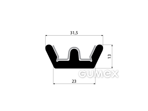 GUMMIPROFILE "W" MIT SAMTSTREIFEN
